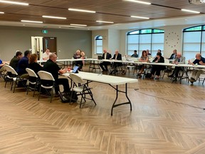The councils of Prescott, Augusta and Edwardsburgh Cardinal hold a historic joint meeting. (Courtesy of Lindsey Veltkamp, Town of Prescott)