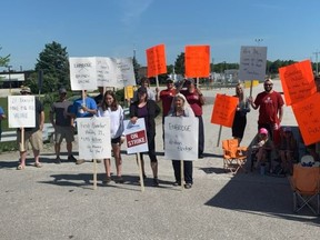 Members of Unifor Local 999, who work at the Enbridge Gas Dawn Hub north of Dresden, brought out family members to support them on the picket line Saturday.  On Monday, the employees ratified a new four-year contract.