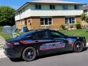 Chatham-Kent police have charged a 36-year-old Chatham woman with arson in connection to a fire that occurred in a unit of this four-plex on Timmins Crescent in Chatham Sunday night. All occupants, including a five-foot python snake, escaped without injury.  (Ellwood Shreve/Chatham Daily News)