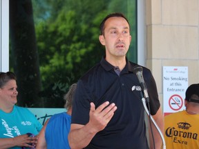 MPP-elect Nolan Quinn speaking before the start of the Walk to End ALS. Photo on Saturday, June 11, 2022, in Cornwall, Ont. Todd Hambleton/Cornwall Standard-Freeholder/Postmedia Network