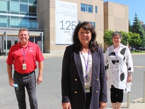With St. Joseph's Continuing Care Centre executive director Gizanne Lafrance-Allaire (foreground) are Tony Ingram (director of support services) and Kim Gillet (chief nursing executive). Photo on Tuesday, June 14, 2022, in Cornwall, Ont. Todd Hambleton/Cornwall Standard-Freeholder/Postmedia Network