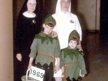 Handout/Cornwall Standard-Freeholder/Postmedia Network
From the Religious Hospitallers of St. Joseph archives, the sisters share some Halloween spirit with these two trick-or-treaters in 1969.