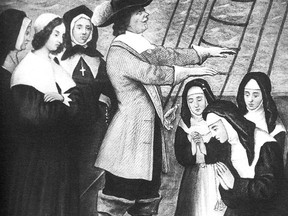 Handout/Cornwall Standard-Freeholder/Postmedia Network
From the Religious Hospitallers of St. Joseph archives, a drawing of Jerome Le Royer, centre, with Jeanne Mance and  her companion hospitallers.