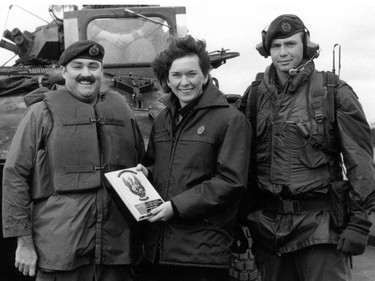 Handout/Cornwall Standard-Freeholder/Postmedia Network
From the Religious Hospitallers of St. Joseph archives, an undated photo Jeanette Despatie, middle, with two members of the Canadian Armed Forces.