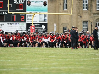 The Cornwall Wildcats in the end zone during play against the Kingston Jr. Gaels, on Saturday June 18, 2022 in Cornwall, Ont. Cornwall lost 34-23. Robert Lefebvre/Special to the Cornwall Standard-Freeholder/Postmedia Network