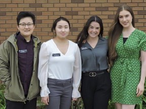 Han Wang, from left, Catherine Lee, Skylar Healey and Charmaine Holland spent the week of May 23-27 in Hanover working alongside staff. The first-year medical students were required to participate in a week of learning about rural medicine.