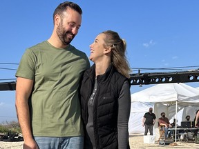 Fort McMurray's Corey and Paige Cyr on the set of HGTV's 'Battle On the Beach.' Supplied Image/Paige and Corey Cyr