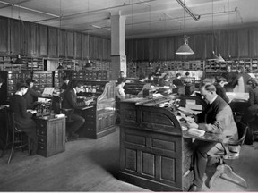 Anson McKim's office in Montreal, circa 1903. Silver salts on glass by William Notman & Son photographers/McCord Museum, Object Number II-145305