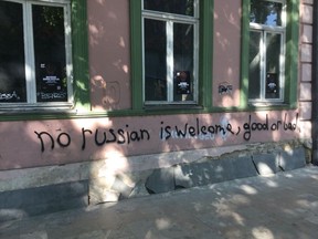 The prevailing sentiment in Georgia was well-captured by graffiti I photographed on a Tbilisi wall. Lubomyr Luciuk photo