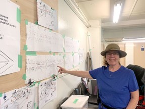 Lory MacDonald pays close attention to detail when drawing the plans for the 2022 ArtFest, marking down every tree and its species. ArtFest runs Friday, July 1 to Sunday, July 3 in City Park. Sophia Coppolino/The Kingston Whig-Standard