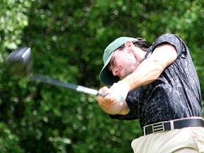 Ashton McCulloch drives on the second hole of the final match of the Kingston Men's City Golf Championship at Garrison Golf and Curling Club on Sunday, June 12, 2022. McCulloch defeated defending-champion Drew Mayhew in the final, 3 and 2.