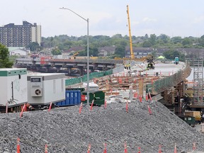 Construction continues of the Third Crossing across the Cataraqui River in a view from the east side in Kingston on Wednesday June 29, 2022.