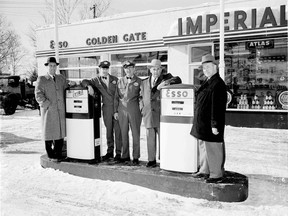 Can you identify any of these men from the former Golden Gate Esso in Chaput Hughes?