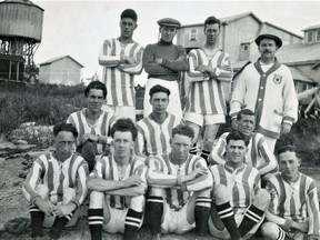 Can you identify any of the members of the Tough-Oakes soccer team seen here in 1926 in Kirkland Lake?
