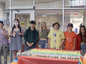 KLDCS students recently celebrated Pride Month, with a barbeque at the school. 500 cupcakes were made for the event. In the photo are Left to right - Burke Bonney, Camryn Ryan, Jeremy Tessier, Paige Huchinson, Eddie Ryan, Harrison Rivers, Leolla Del Villano. Submitted photo