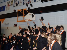 The class of 2022 tossed their caps at the end of the grad ceremony.