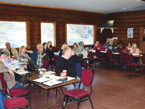 Photo by KEVIN McSHEFFREY
A group of about 25 Elliot Lake residents attended a meeting at the Mount Dufour Ski Area to listen to Rob Leverty explain the benefits and the process of creating a local historical society.