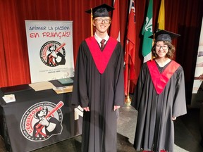 Leo Kozak and Jade Tanguay shared valedictorian honours at the Ecole Secondaire Publique L'Equinoxe Class of 2022 graduation ceremony held on June 22 at Festival Hall in Pembroke. Anthony Dixon
