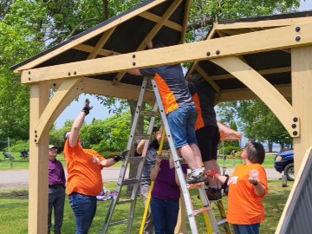 Team Home Depot assembles new gazebo as part of Pembroke's new waterfront arboretum Pembroke
