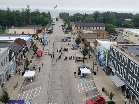 An aerial photo of High Street in Southampton looking toward Lake Huron. Files