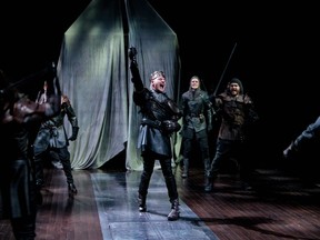 Colm Feore, centre, as Richard III with members of the company in the Stratford Festival's 2022 production of Richard III.  
David Hou/Stratford Festival