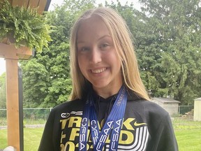Huron Park's Alex Harmer earned double silver medals at the OFSAA track and field championships in Toronto.