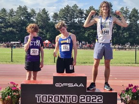 St. Mike's Jonah Lariviere earned bronze in the novice boys' 1,500m run at the OFSAA track and field championships in Toronto.