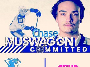 Dependable, right-hand shooting defenceman Chase Muswagon will head to Sault College in the fall to attend school and play hockey for the Cougars. He will study Fish And Wildlife Conservation at Sault College. MICHAEL NERINO