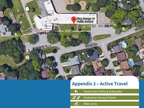 A diagram from a Chatham-Kent Administrative School Services report shows walking routes to and from King George VI school in Sarnia. CLASS and the Lambton Kent District School Board have requested the city install more sidewalk on O'Dell Avenue.