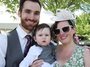 Kieran, Caleb and Miranda Corless were among about 200 people who attended a garden party in Sarnia's Germain Park Saturday in honor of Queen Elizabeth II's Platinum Jubilee.  (Tyler Kula/ The Observer)