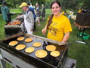 Lorna Carter is shown in this file photo flipping pancakes at the 27th Father's Day Huron House Boys' Home Run/Walk/Skate/Bike at Sarnia's Mike Weir Park.