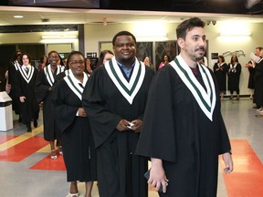 Graduating students take part in an in person convocation ceremony at College Boreal in Sudbury, Ont. on Monday June 6, 2022.