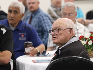 An audience looks on at the Workers' Memorial Day service at Branch 76 of the Royal Canadian Legion in Sudbury, Ont. on Monday June 20, 2022. John Lappa/Sudbury Star/Postmedia Network