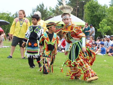 Seth Williams, 11, takes part in a pow wow event celebrating National Indigenous Peoples Day at Bell Park in Sudbury, Ont. on Tuesday June 21, 2022. John Lappa/Sudbury Star/Postmedia Network