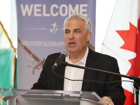 Nickel Belt MP Marc Serre was on hand for a $2.6 million funding announcement for the Greater Sudbury Airport in Greater Sudbury, Ont. on Tuesday June 28, 2022. John Lappa/Sudbury Star/Postmedia Network