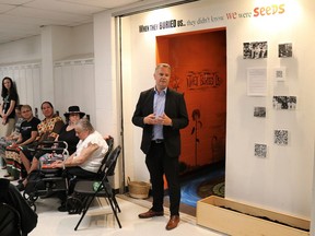 St. Clair Catholic District School Board's superintendent of education Chris Kehoe spoke at the unveiling ceremony. Carl Hnatyshyn/Sarnia This Week