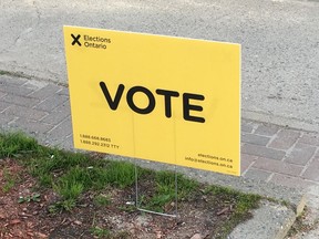 A sign outside one of the locations across Timmins where people could vote during last week's provincial election. Less than half the electorate in Timmins took advantage of that opportunity.

ANDREW AUTIO/The Daily Press