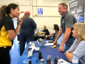 Rick Handsaeme from On Time Precision Components was looking to hire three CNC machine operators at Norfolk County’s multi-sector job fair Wednesday at The Aud in Simcoe.
