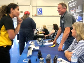 Rick Handsaeme from On Time Precision Components was looking to hire three CNC machine operators at Norfolk County's multi-sector job fair Wednesday at The Aud in Simcoe.