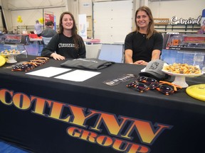 Scotlynn Group was represented at the Norfolk County Multi-Sector Job Fair Wednesday by Tessa Caminiti (left), logistics account manager, and Vanessa Bielecke, from recruiting. Scotlynn Group is looking to fill full-time office positions, including account managers in sales as well as data entry, billing and more. “We’re growing really, really fast so we’re always looking to build our teams,” said Bielecke. “The more customers we acquire, the more our other departments have to grow to accommodate.”