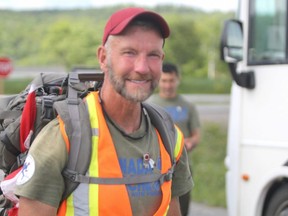 Canadian Armed Forcers non-commissioned Warrant Officer James Topp (shown here) is marching across Canada in protest of the federal government's vaccination mandates. The march began on Feb. 20 in Vancouver and will finish on June 30 in Ottawa.