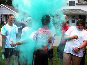 Wallaceburg District Secondary School students enjoy a colour run held June 2. (Handout/Postmedia Network)
