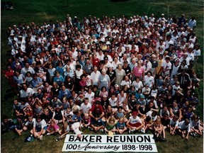 A photo recalls the 100th Baker Picnic. Family members are to gather Saturday in St. Thomas at Pinafore Park for the annual event's 125th get-together, thought to be Canada's longest running family reunion. (Contributed photo)