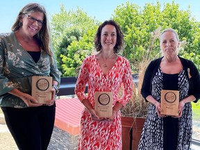 Kelly Spencer, Cheryl Haskett and Tami Murray (from left) were the recipients of the inaugural 2022 Oxford Tourism Awards. (Submitted photo)