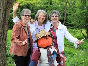Volunteers are gearing up for the first scarecrow invasion in Annan and Leith in celebration of the
Meaford Scarecrow Invasion and Family Festival’s 25th anniversary. From left to right: Grace Marshall, Carol Gray, Donna Phillips. Missing: Marnie McDonough. Photo by Brian Smith.