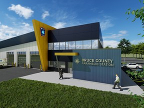 Construction of the new Bruce County paramedic station is underway as the county recently broke ground at the future station's build site in Port Elgin. Digital rendering submitted.