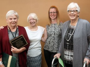 Pigeon Lake Child and Family Society board members Gilaine Porter, Tasha Meuser and Mary ellen Herman presented Carol Banks with the 2022 Florence Riske Garegiver Award Saturday.
Christina Max