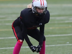 Sherwood Park’s Flash Holyk is currently taking part in Football Canada’s first-ever Women’s Under-18 Championship in Regina. Photo courtesy Connie Nichol