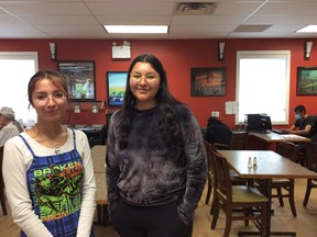 Scholarship recipient Talia John (right), from Cold Lake First Nations, plans to become an art therapist. In the fall she is taking classes from Athabasca University. 

Pheonix Jacknife (left) received the other scholarship. She will be using the funds to attend Portage College in Cold lake.
