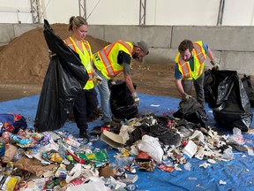 Jason Chirico, Makenna Quizon and Tim Coleman, students from Canadore College’s School of Environmental Studies, recently conducted a week-long audit of the household waste in North Bay that’s picked up at the curb and taken to the Merrick Landfill site.